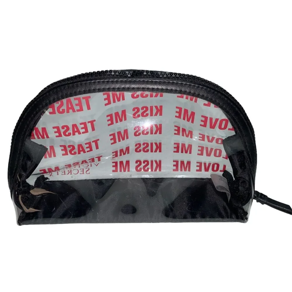 Victorias Secret Love Me Kiss Me Tease Me Clear Cosmetic Makeup Pouch Bag